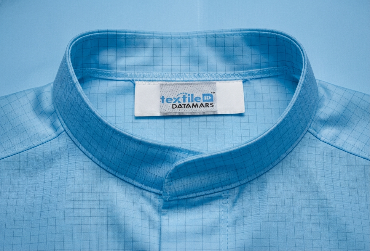 DATAMARS Gamma Resistant LaundryChip on a cleanroom scrub
